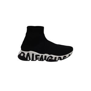 Balenciaga Recycled Knit Graffiti Sneaker In Black Polyester